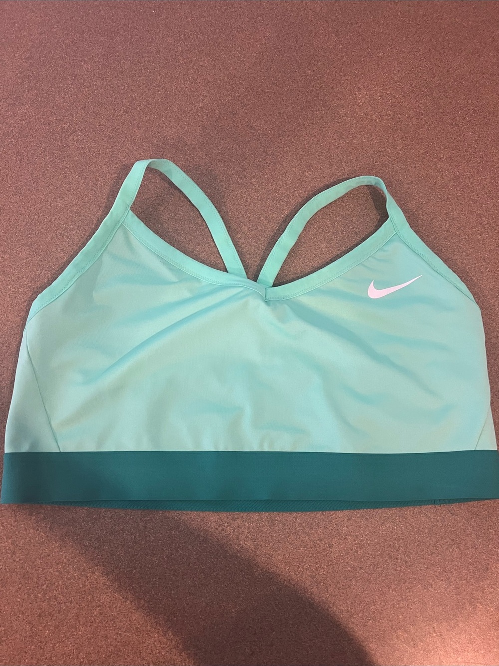 Nike Mint Green Sports Bra with Dark Teal Band
